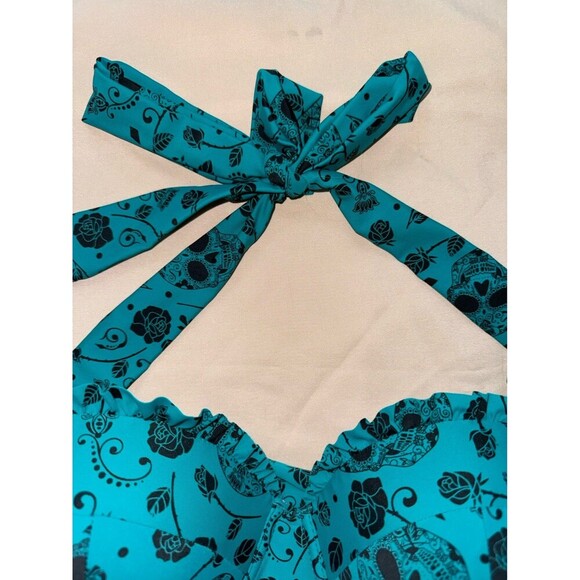 Midnight Hour Sugar Skulls and roses halter bikini top - Picture 4 of 6